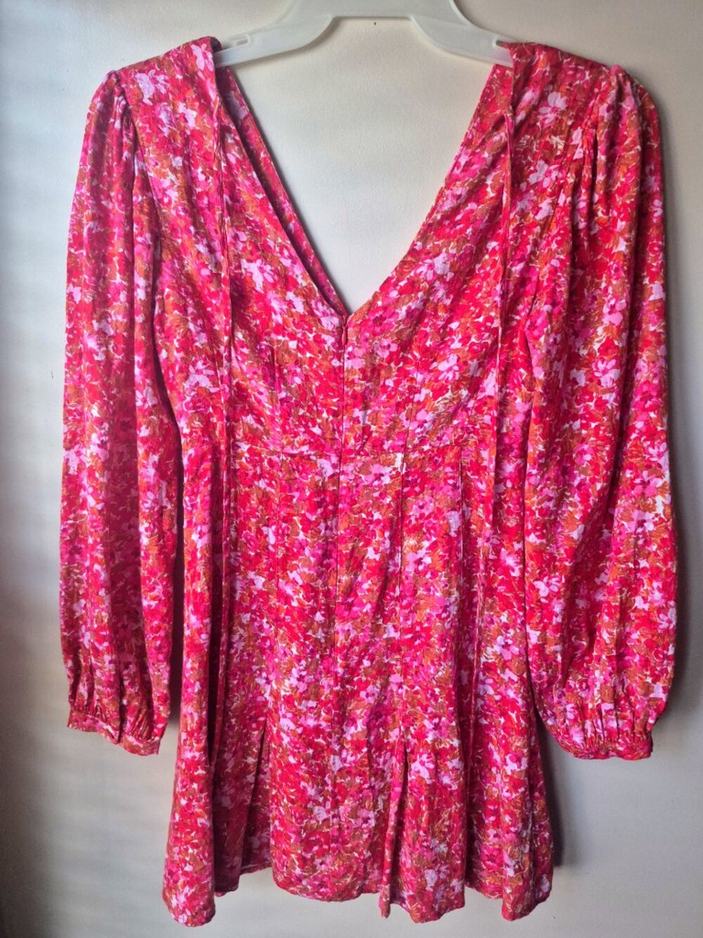 Lost + Wander Pink Floral V Neck Fit & Flare Mini Dress XS - Picture 6 of 6